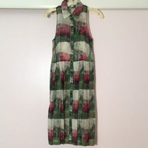 Anthropologie Sara Photography Graphic Floral Printed Silk Blend Size 0
